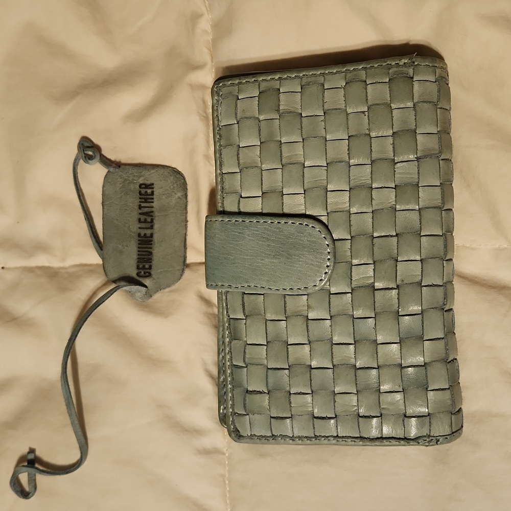 Robin's Egg Blue Distressed Genuine Leather Wallet